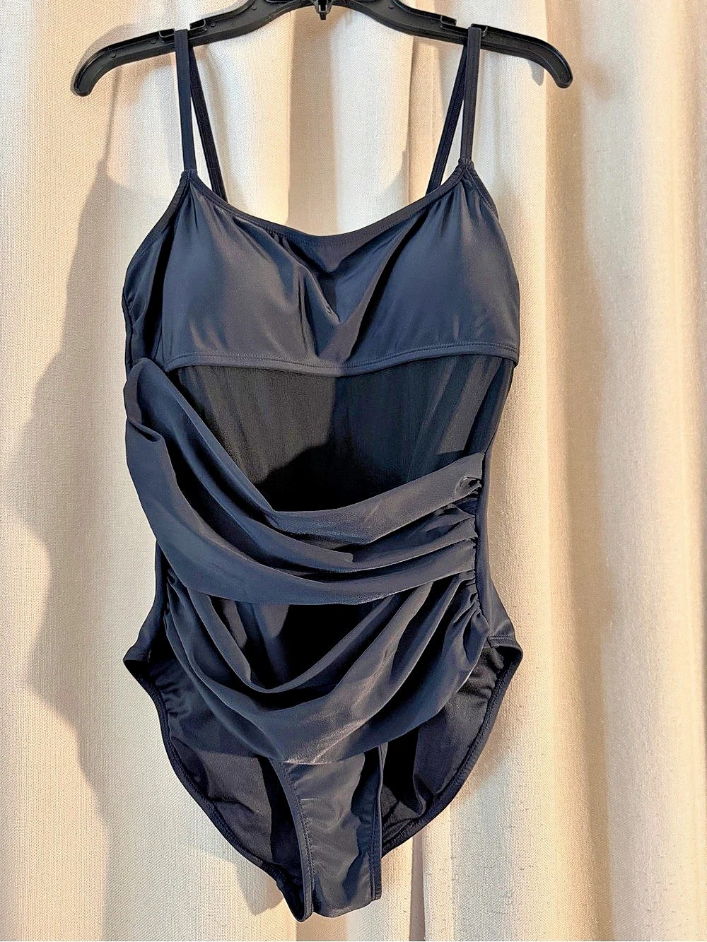 Black Draped One-Piece Size Large Like New